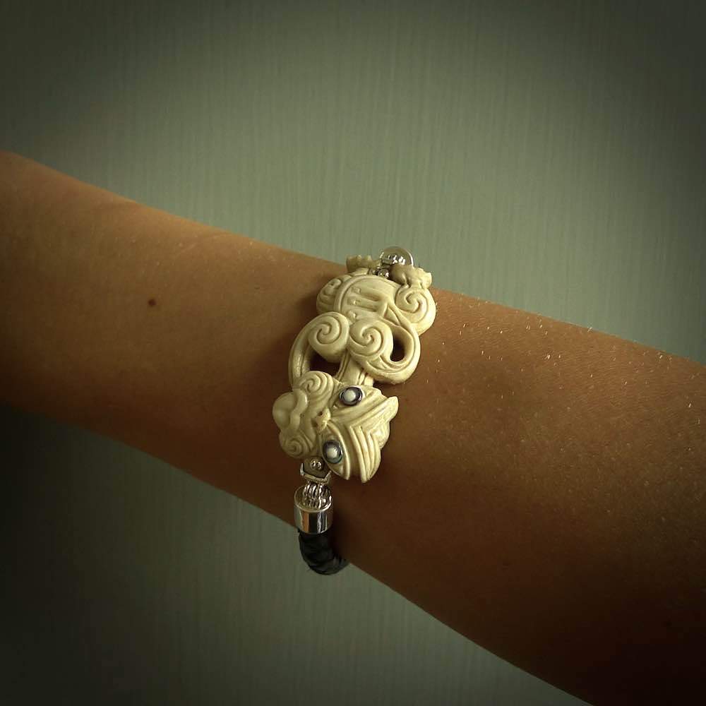 Hand carved bracelets made in New Zealand from natural materials. Unique armwear hand carved by NZ Pacific and delivered worldwide.