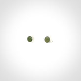 Hand carved small New Zealand Jade and Sterling Silver stud earrings.