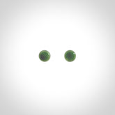 Hand carved small New Zealand Jade and Sterling Silver stud earrings.