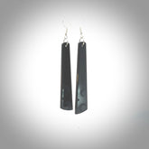 Hand carved by Rueben Tipene, these lovely large Argillite Stone drop earrings are hand made and an absolute delight. One pair only, postage is included in the price.