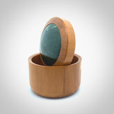 Wooden gift box made in New Zealand from native Rimu with New Zealand Jade lid. Jewellery box hand made from wood and Pounamu.