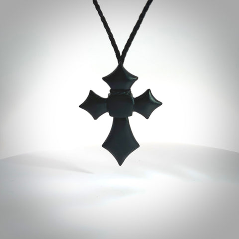 Black jade cross. Religious jewellery for sale online.