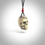 These are little handmade skull pendants carved from deer antler. A fantastic piece if you like skulls and would like a small piece. The cord is adjustable so you can wear this where it suits you best. We ship these free worldwide.
