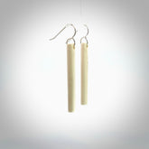 Hand carved medium sized, bone drop earrings. Hand made by Kristal Thompson. One only bone drop earrings. Real bone art to wear. Free Shipping worldwide