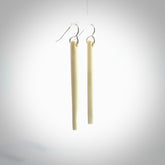 Hand carved large sized, bone drop earrings. Hand made by Kristal Thompson. One only bone drop earrings. Real bone art to wear. Free Shipping worldwide
