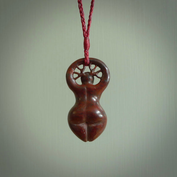 This medium sized Venus woman with tree of life head pendant is made from Red Jasper Stone. We've hand carved this piece for all the lovers out there. Free postage worldwide. Red Jasper Stone woman with tree of life jewellery.