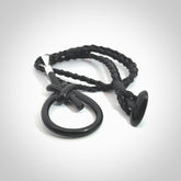 A gorgeous hand carved black jade bowline knot pendant with sterling silver. Hand made in Black Jade with Sterling Silver and provided with thick black cord.