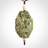 Hand carved American Jasper Stone contemporary drop pendant. Carved by NZ Pacific in Jasper Stone. This is a modern drop pendant made from natural materials.