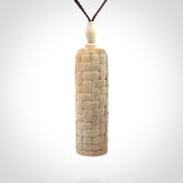 Hand carved deer antler pod pendant with brass container