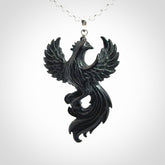 A Wonderful Black Jade Phoenix Pendant
