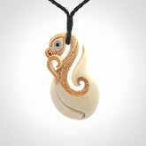 Hand carved bone manaia pendant