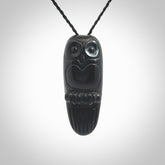 A Owl design carving, hand made for us from Australian Black Jade. This pendant is provided with an adjustable black cord.