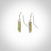 Hand carved small New Zealand jade drop earrings. Made by NZ Pacific from real jade.