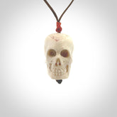 These are handmade skull pendants carved from deer antler. A fantastic piece if you like skulls and would like a medium sized piece. The cord is adjustable so you can wear this where it suits you best. We ship these free worldwide.