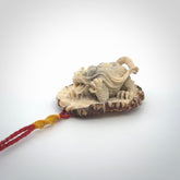 Hand carved deer antler dragon turtle pendant