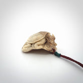 Hand carved deer antler dragon turtle pendant