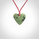 Hand carved small jade heart pendant