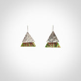 Hand made New Zealand Jade Rata drop earrings with sterling silver and red enamel. Hand crafted by Ana Krakosky. Beautiful Jade earrings hand made in New Zealand. One pair only. Provided in a woven kete pouch.