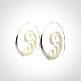 Hand carved earrings made from bone with sterling silver. NZ Pacific earrings for sale online.