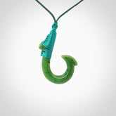 These pendants are hand carved, green jade Hawaiian hooks or Makau pendants. They are beautifully finished in a high polish and bound with an adjustable cord. Hand made jewellery that make the most wonderful gifts. Free shipping worldwide.