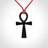 Beautiful, Hand Carved, Black Jade Ankh Cross Pendants