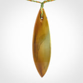 Hand carved New Zealand Flower Jade drop pendant.