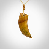 Hand carved New Zealand Flower Jade, niho, drop pendant.