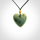 Hand Carved New Zealand Inanga Jade Heart Pendant