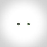 Hand carved small New Zealand Jade and Sterling Silver stud earrings.