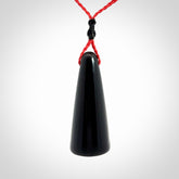 Hand carved black jade ring holder pendant