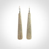 Hand carved large whalebone drop earrings hand made by Kristal Thompson. One only large whale bone drop earrings. Real whale bone art to wear. Free Shipping worldwide. One pair only, delivered in a kete pouch.