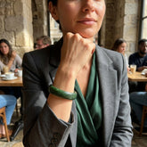 Woman wearing New Zealand Jade bangle