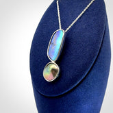 Paual Shell, Tahitian Black Mabe Pearl and Sterling Silver Drop Pendant