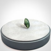 Sterling silver ring with chatoyant New Zealand Jade insert