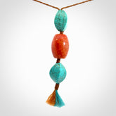 Hand crafted Snakeskin Agate and Turquoise drop pendant