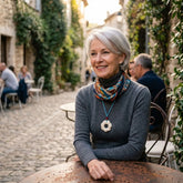Woman wearing bone pendant