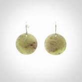 Hand crafted New Zealand Totoweka Jade drop earrings with Sterling Silver Hooks. Jade drop earrings, packaged in a woven kete pouch.