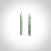 Hand crafted medium, New Zealand Jade drop earrings with Sterling Silver Hooks. Jade drop earrings, packaged in a woven kete pouch.