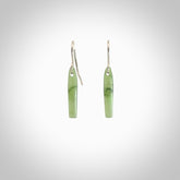 Hand carved New Zealand jade drop earrings. Made by NZ Pacific from real jade. Online jewellery for sale online by NZ Pacific. Hand carved here in New Zealand by Ric Moor.