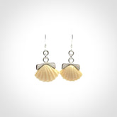 Hand made woolly mammoth tusk fanshell earrings with Sterling Silver. Mammoth tusk fanshell earrings with Sterling silver. Made by NZ Pacific and sale online only.