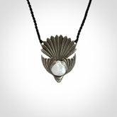Silver and White Jade Fantail Pendant