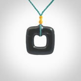 Contemporary pendant hand carved from Australian Black Jade. Designed and made by NZ Pacific. All hand carved in Black Jade and provided with adjustable cords.