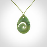 Hand carved New Zealand Jade koru drop pendants
