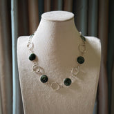 A photo of a sterling silver fashionable chain with New Zealand Jade. This is stylish womens statement piece - hand crafted here in New Zealand.