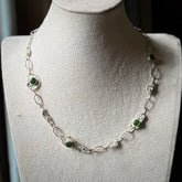 A photo of a sterling silver fashionable chain with New Zealand Jade. This is stylish womens statement piece - hand crafted here in New Zealand.