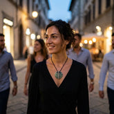 Woman wearing Jade pendant