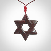 Hand carved Red Jasper Stone Magen David star pendant. Red Jasper Stone Magen David Star necklace. Real Red Jasper Stone
