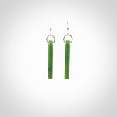 Hand crafted New Zealand Jade Jade drop earrings with Sterling Silver Hooks. Jade drop earrings, packaged in a woven kete pouch.