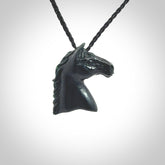 This medium sized horse pendant is made from New Zealand Jade. We've hand carved this piece for all the horse lovers out there. Free postage worldwide. Jade Stone horse head jewellery.