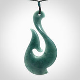 Hand carved large Guatemalan Jadeite Matau, Hook pendant.